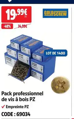 Screwfix Goldscrew pack professionnel de vis à bois pz offre