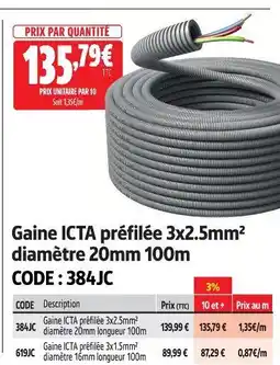 Screwfix Gaine icta préfilée 3x2.5mm² diamètre 20mm longueur 100m offre