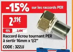 Screwfix Fixoconnect raccord écrou tournant per à sertir 16mm x 1/2” offre