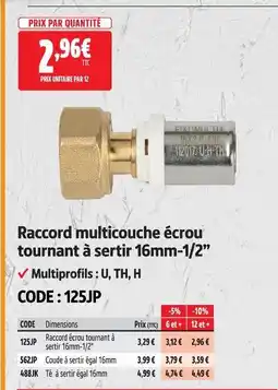 Screwfix Raccord multicouche écrou tournant à sertir 16mm-1/2” offre