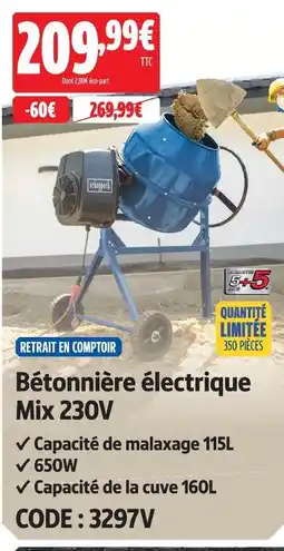 Screwfix Scheppach bétonnière électrique mix 230v offre