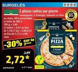 Norma Villa gusto 2 pizzas cuites sur pierre champignons offre