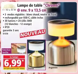 Norma I-glow lampe de table chrome ø env. 9 x 13,5 cm offre