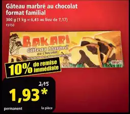 Norma Bakari gâteau marbré au chocolat format familial offre