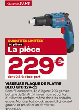Gedimat Bosch visseuse plaque de plâtre bleu gtb 12v-11 offre