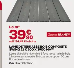 Gedimat Lame de terrasse bois composite swing offre