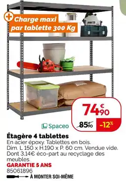 Weldom Spaceo étagère 4 tablettes offre