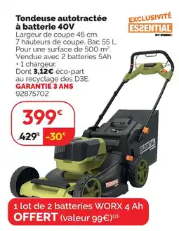 Weldom Essential tondeuse autotractée à batterie 40v offre
