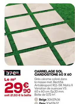 Gedimat Carrelage sol cardostone 60 x 60 offre