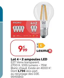 Weldom Lexman lot 4 + 2 ampoules led offre