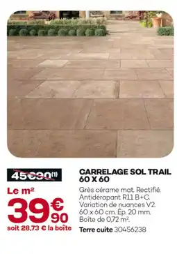 Gedimat Carrelage sol trail 60 x 60 offre