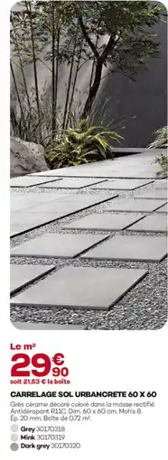 Gedimat Carrelage sol urbancrete 60 x 60 grey offre