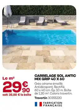 Gedimat Carrelage sol antic mix grip 40 x 60 offre