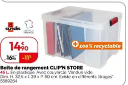 Weldom Sundis boîte de rangement clip'n store offre