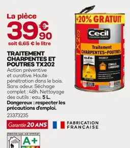 Gedimat Cecil traitement charpentes et poutres tx202 offre