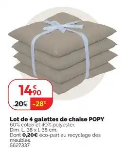 Weldom Lot de 4 galettes de chaise popy offre