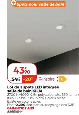 Weldom Inspire lot de 3 spots led intégrée salle de bain kilia offre