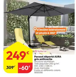 Weldom Naterial parasol déporté aura gris anthracite offre