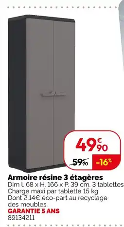 Weldom Armoire résine 3 étagères offre