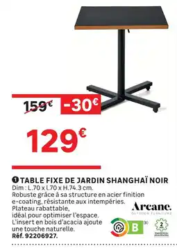 Leroy Merlin Table fixe de jardin shanghai noir offre