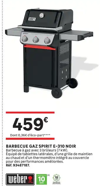 Weber barbecue gaz spirit e-310 noir
