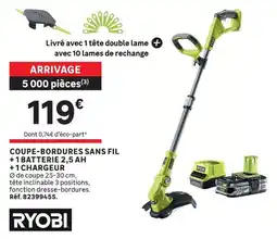 Leroy Merlin Ryobi coupe-bordures sans fil + 1 batterie 2,5 ah + 1 chargeur offre