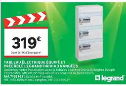 Leroy Merlin Legrand tableau électrique équipé et précâblé drivia 3 rangées offre