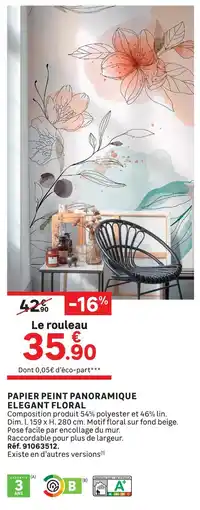 Leroy Merlin Papier peint panoramique elegant floral offre