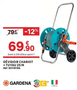 Leroy Merlin Gardena dévidoir chariot + tuyau 25 m offre