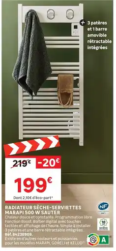 Leroy Merlin Sauter radiateur sèche-serviettes marapi 500 w offre
