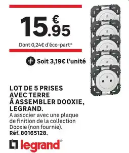 Leroy Merlin Legrand lot de 5 prises avec terre à assembler dooxie offre