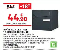 Leroy Merlin Boîte aux lettres 1 porte extérieure offre