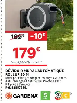 Leroy Merlin Gardena dévidoir mural automatique rollup 30 m offre