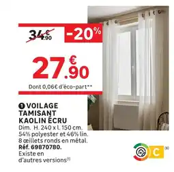 Leroy Merlin Voilage tamisant kaolin écru offre