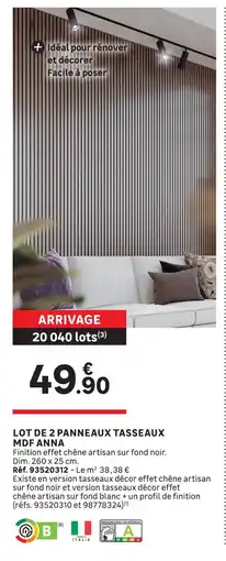 Leroy Merlin Lot de 2 panneaux tasseaux mdf anna offre