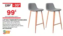 Leroy Merlin Lot de 2 tabourets iena gris offre