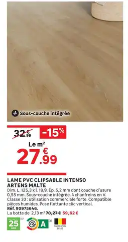 Leroy Merlin Artens lame pvc clipsable intenso malte offre