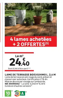 Leroy Merlin Lame de terrasse bois kuhmo l. 2,4 m offre