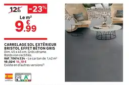Leroy Merlin Carrelage sol extérieur bristol effet béton gris offre