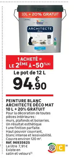Leroy Merlin Dulux valentine peinture blanc architecte déco mat offre