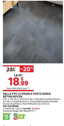 Leroy Merlin Dalle pvc clipsable forte seren béton moyen offre