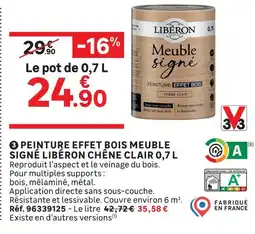 Leroy Merlin Libéron peinture effet bois meuble signé signé chêne clair 0,7 l offre