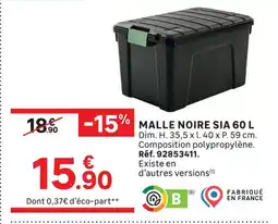 Leroy Merlin Malle noire sia 60 l offre