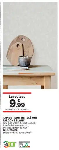 Leroy Merlin Papier peint intissé uni taloché blanc offre