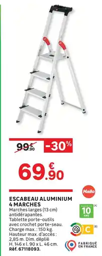 Leroy Merlin Hailo escabeau aluminium 4 marches offre