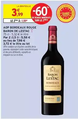 Intermarché Express Baron de lestac - aop bordeaux rouge offre
