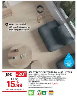 Leroy Merlin Sol stratifié intenso aqua100 lutena offre