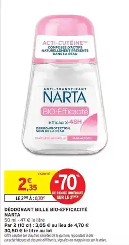 Intermarché Express Narta - déodorant bille bio effiçacité offre