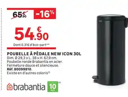 Leroy Merlin Brabantia poubelle à pédale new icon 30l offre