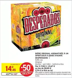 Intermarché Express Desperados - bière original aromatisée à un spiritueux à base d'agave offre